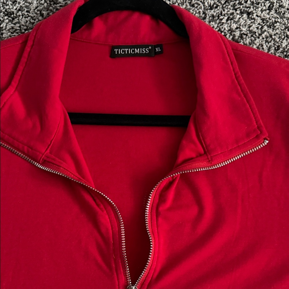 Red Quarter-Zip Pullover —Never worn - image 2